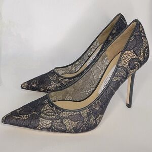 🌸Host Pick🌸 🆕 Authentic Jimmy Choo Navy Lace Pumps, SZ 6.5 (36.5) 100mm